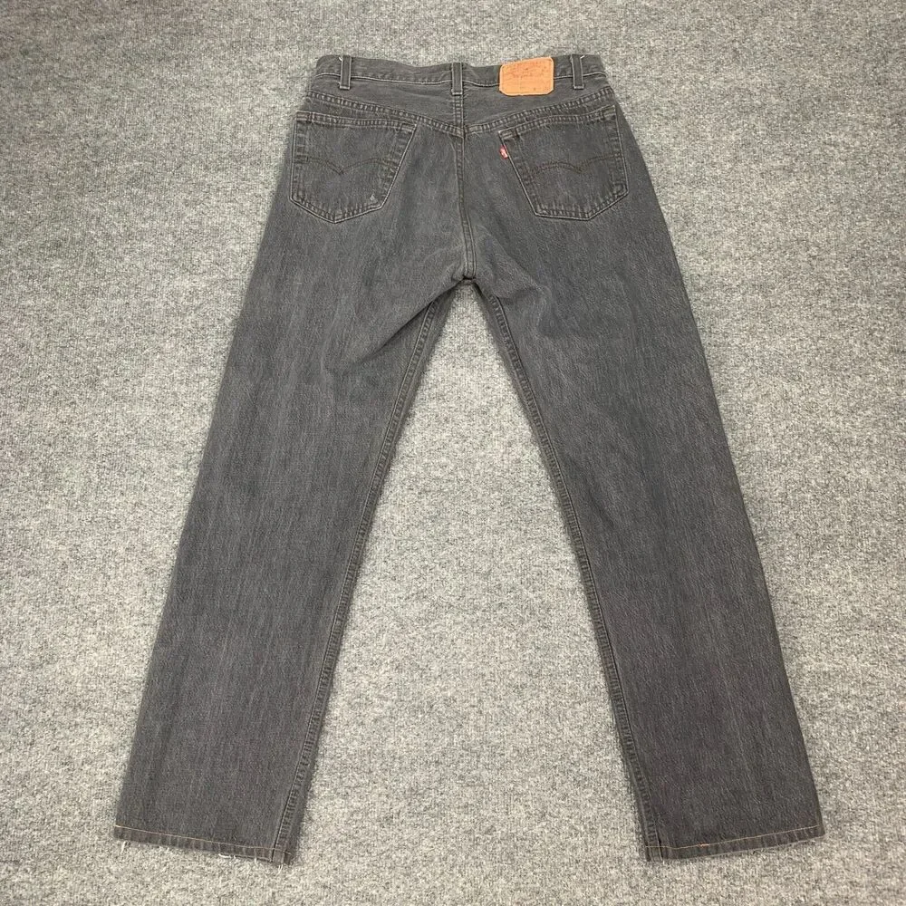Vintage Levis 501 Jeans Mens 34X30 Gray Denim Straight Overlock Stitch Made USA